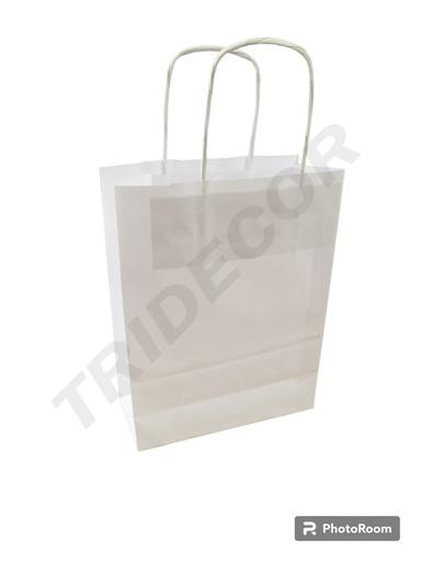 [8436557056436] Bolsas De Papel Asa Rizada Blancas 18+8X24 Cm 056436
