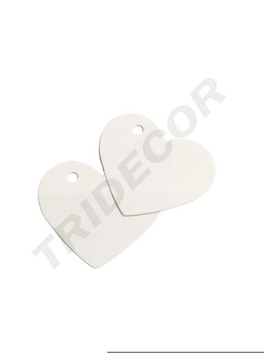 [0141025BL] Etiquetas Colgantes en Forma de Corazón. Blanco Pequeñas 4.5X3.5cm 100/Paquete