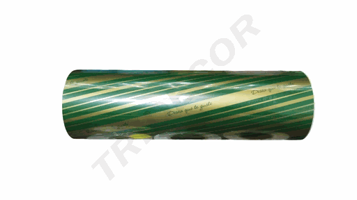 [014177] Papel De Regalo ¨Espero que te guste¨ Verde y Dorado 31cm