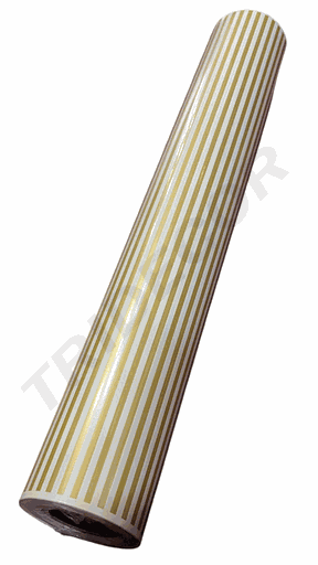 [014176] Papel de Regalo Con Rayas Doradas 62 cm