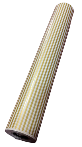 [014176] Papel de Regalo Con Rayas Doradas 62 cm
