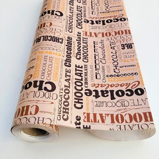 [014176] Papier cadeau texte chocolat 62 cm