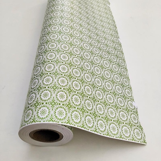 [014176] Papel de embrulho com borda verde 62 cm