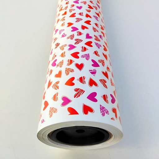 [014176] Papel De Regalo Con Diseño De Corazón 62 Cm