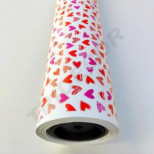 [014176] Papel De Regalo Con Diseño De Corazón 62 Cm