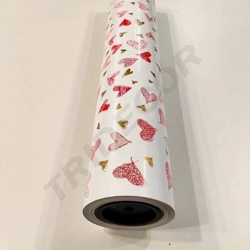 [014176] Papel De Regalo Con Patrón De Corazones 62 Cm