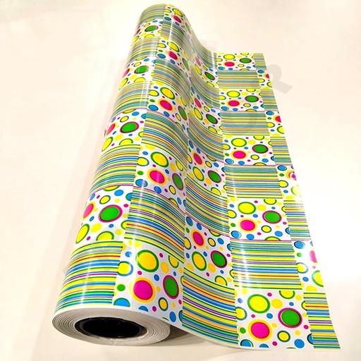 [014176] Papel De Regalo De Lunares/Rayas Coloridas 62 Cm