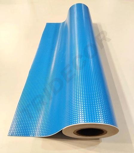 [014176] Rouleau de papier cadeau bleu avec des points argentés, largeur de 62 cm