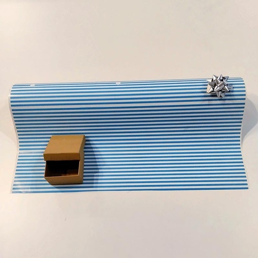 [014176] Papel De Regalo Con Diseño De Rayas Azules 62 Cm