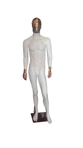 [040078] MANIQUIN HOMBRE CABEZA METAL ROSA COLOR BLANCO MATE AMX-3