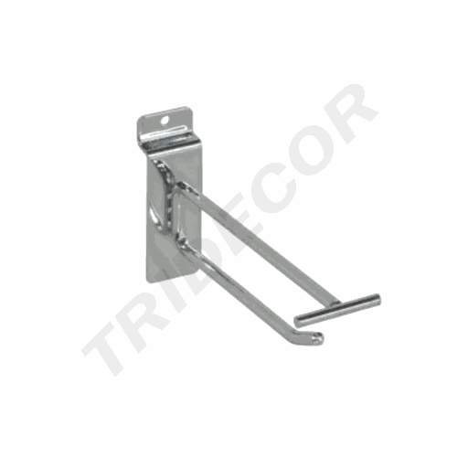 [001500] 双线电镀带价格牌槽板钩 Gancho Doble Con Portaprecio para Panel de lama 6mm 15cm
