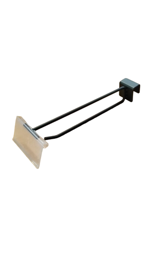 [001526-NGR] Cârlig dublu negru cu suport de preț pentru tub dreptunghiular de 6 mm și 20 cm