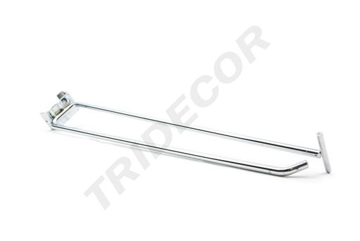 [001532] 双线电镀带价格牌卡扁管钩 Gancho Doble Cromado Con Portaprecio para Tubo Rectangulo 6mm 35cm 100/caja