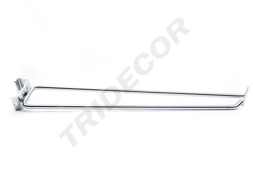 [001718] 双线电镀卡扁管带价格牌挂钩 Gancho Cromado con Portaprecio para Tubo Rectangular 25 cm 6mm 100/caja
