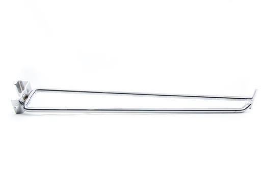 [001718] Gancho de Cromo com Suporte de Preço para Tubo Retangular 25 cm 6 mm