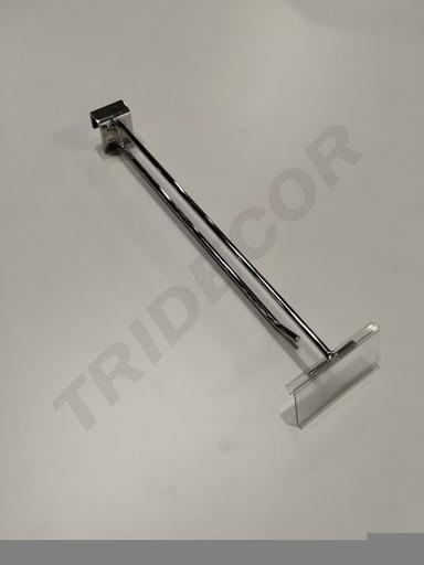 [001719] Gancho Cromado Con Soporte De Precio Para Tubo Rectangular 35 Cm 6 Mm