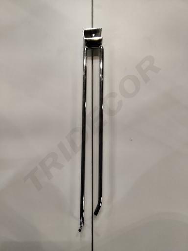[002386] Gancho em cromo com suporte de preço para tubo retangular 35 cm 8 mm