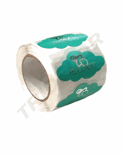 [0141045] Etiquetas Adhesivas para Regalo "Felicidades" Color Azul 5x2.7 cm