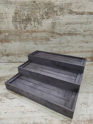 [019045] Dark Gray Velvet Tiered Ring Display Stand