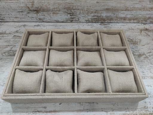 [019342] Tray 12 Compartments with Cushion for Watch/Bracelet Color Thick Linen
